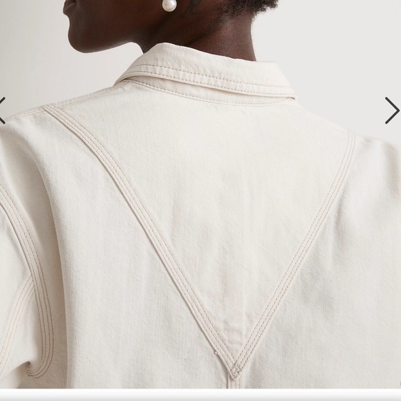Madewell Denim Pleated Cropped Button Up Shirt Ivory Small - Picture 3 of 9